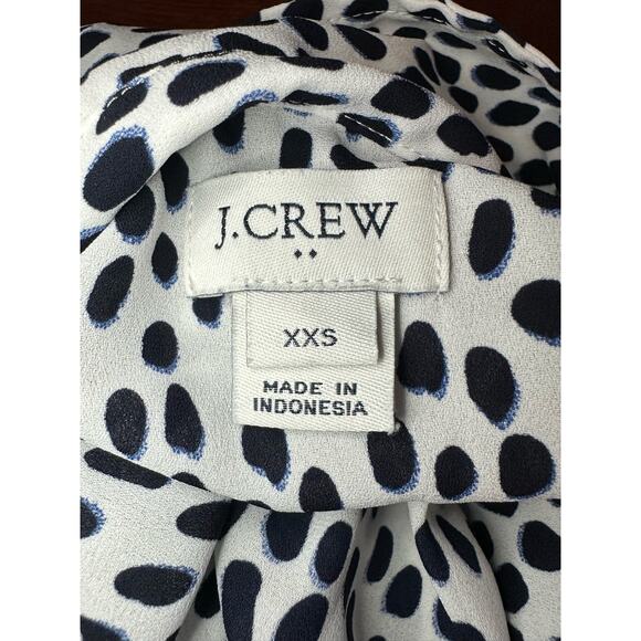 J Crew Black White Print Button Blouse Long Sleeve Work L6752 Minimalist XXS - Picture 6 of 11
